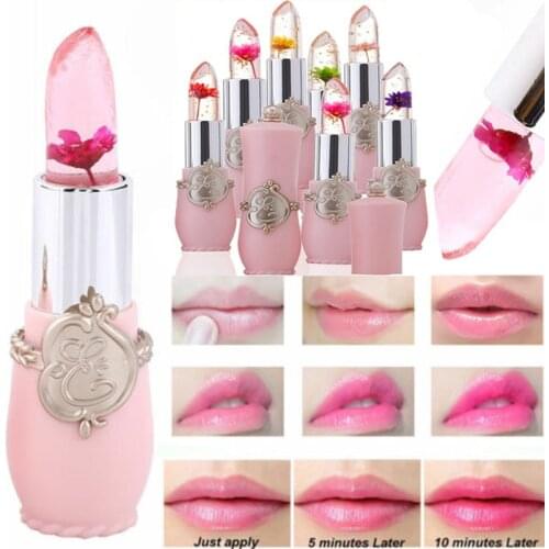 6 colors waterproof flower lipstick color jelly transparent Discoloration lip temperature change long lasting lipstick