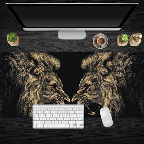 XL Double Lions Gaming Keyboard Pad King of the Forest Cool Large Game Computer Desk Big Mouse Mat Gamer Rubber Mausepad For PC