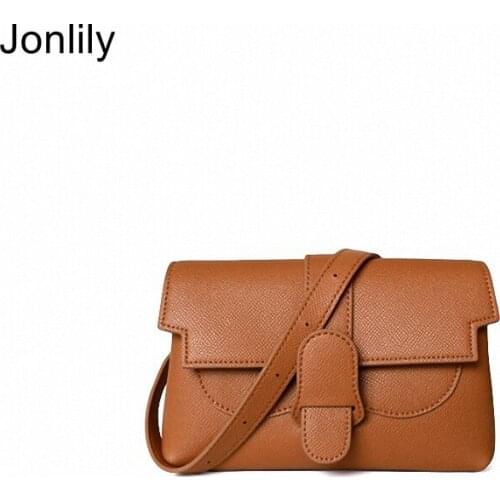 Jonlily Women Genuine Leather Shoulder Bag Female Fashion Messenger Crossbody Bag Retro Chest Bag Waist Purse Daybag -KG549