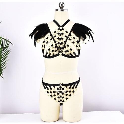 Gold Feather Festival Epaulettes Festival Feather Wings Studded Shoulder Pieces Feather Epaulettes Body Harness Bottom Panties
