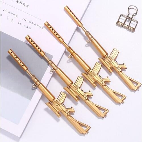 1pcs Sell Golden Machine Gun Gel Pens Student gel Ink Pen School Office Supplies Learning Stationery Wholesale