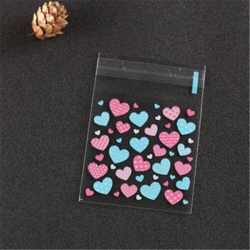 100pcs Cute Cartoon Love Plastic Bag Wedding Birthday Party Favors Cookie Candy Gift Packaging Bags OPP Self Adhesive Pouch Bag