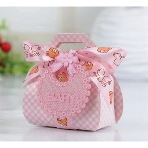 12Pcs/Pack Baby Shower Favors Gifts Bag Chocolate Cake Birthday Party Decorations Kids Gift Box Cute Baby Apron Candy Box