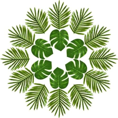 24 Pcs Tropical Palm Leaves Luau Party Decoration Artificial Simulation Tropical Monstera Plant Leaves for Hawaiian Safari Jungl
