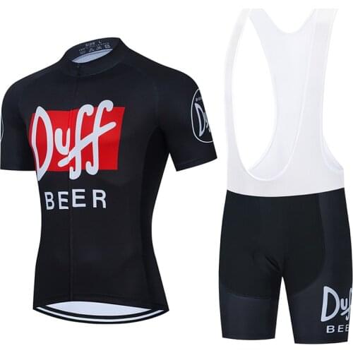 3 Colors 2021 DUFF Beer Cycling Jersey Bib Set MTB Uniform Summer Bike Clothing Bicycle Clothes Mens Short Maillot Culotte Suit