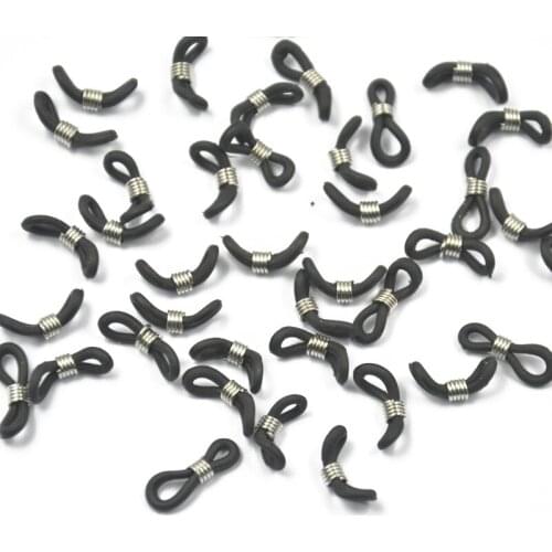 50pcs Black And Clear Eyeglass Loop Holder Rubber End Connector For Neck Chain Adjustable