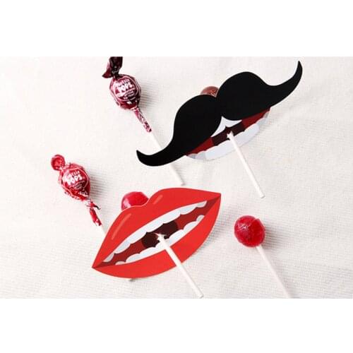 50Pcs/lot Lips Mustache Bee Butterfly Printed Lollipop Paper Decorative Card Candy Stick Weddding Party Decoration