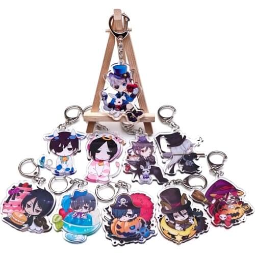 Anime Black Butler Sebastian Michaelis Acrylic Figure Keychain Key rings Charm Bag Pendants Xmas Cosplay Accessories Gifts