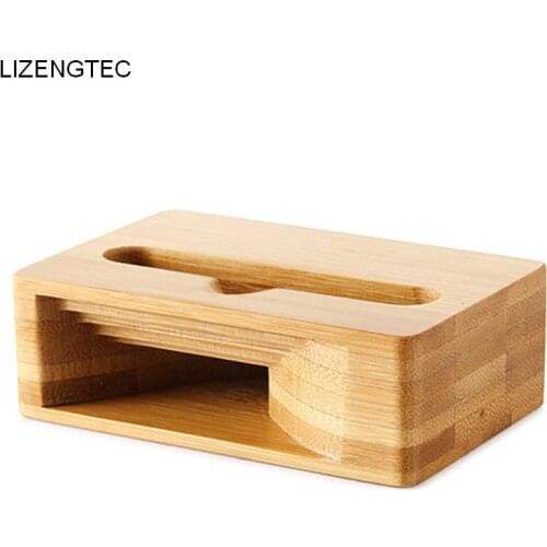 Free Shipping LIZENGTEC New Design Wood Stand Fit for Mobile & Mini Tablet with Music Loudspeaker Function