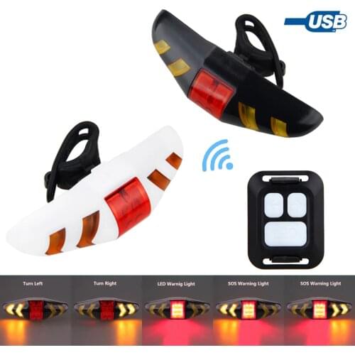 MTB Bike Wireless Remote Control Taillight LED Warning Lamp Smart Cycling Rear Lights Turn Signal Bicycle Light