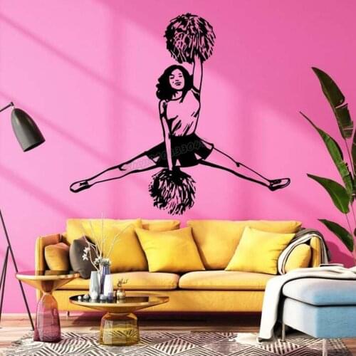 Cheerleader Wall Decal Cheerleading Theme Decal Gymnastics Dance Sport Wall Sticker Girls Room Decor Vinyl Decal Mural B179
