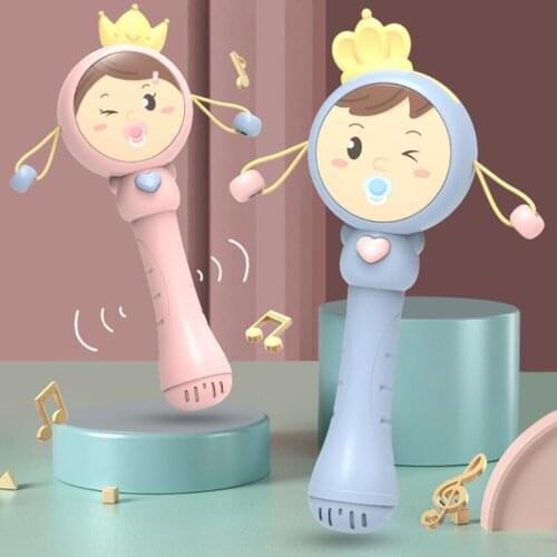 Baby Rattles Drum Toys Musical Colourful Chewable Teether Toy with Light Up Singing Multifunctional Educational Gift