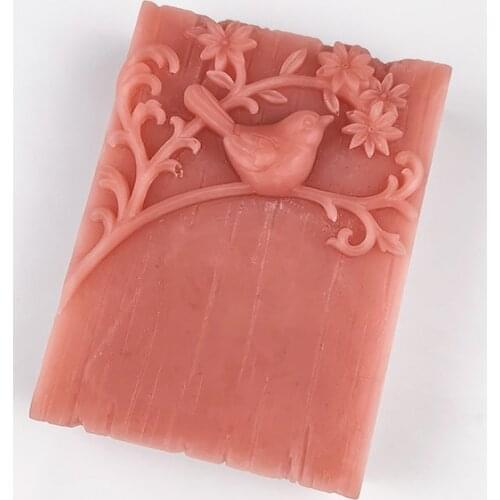 HC0147 PRZY Bird Mould Spring Molds Flower Soap Mold Silicone Mold Little Bird on a Branch Soap Molds Eco-friendly
