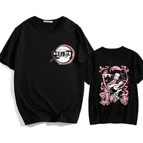 Harajuku Demon Slayer Kimetsu No Yaiba Unisex Tshirt Short Sleeve Casual Streetwear Oversized Tops
