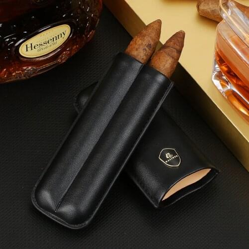 Galiner Travel Humidor Cigar Case Leather Portable 2 Tube Holders Cigar Humidor Box Accessories With Gift Box