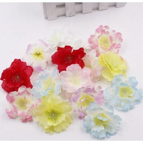 Wholesale 30pcs 5cm Head Silk Artificial Flower For Wedding Party Home Decors Fake Cherry DIY Wreath Garland flowers ball Craft