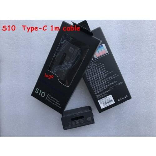 100% Genuine Original S10 USB Black Type-C 1m fast Charing Data Sync Cable For Samsung S10 S8 9 Note 7 8 S10+ with package