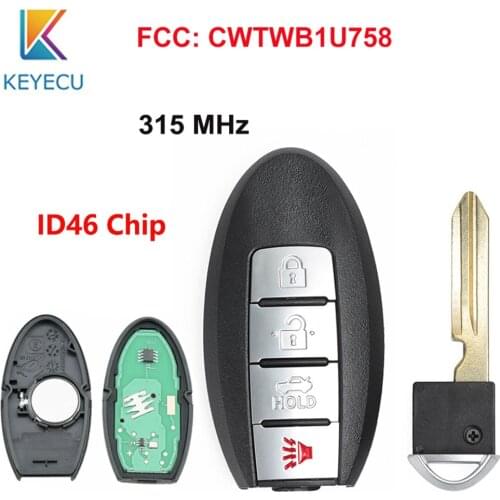 KEYECU Upgraded Remote Car Key 4 Buttons 315MHz ID46 FOB for Nissan Sentra 350Z Armada Altima Maxima FCC: KBRASTU15 CWTWB1U758