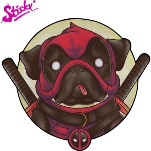 STICKY Funny Pug Dog Cosplay Death Ninja Skull Anime Car Sticker Decal Decor Motorcycle Off-road Laptop Trunk Guitar PVC