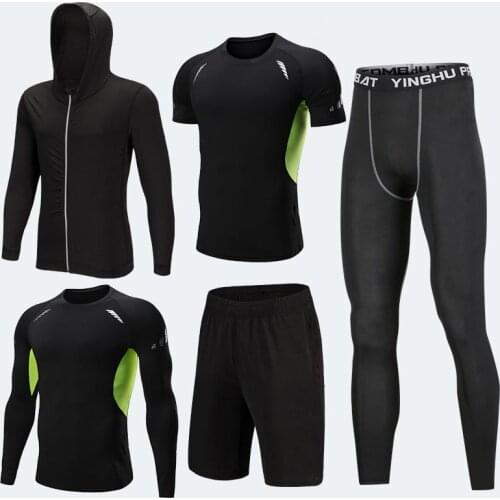 Compression Sports Wear Mens Running Tracksuit Sports Suit Gym Fitness Clothes Running Sets Jogging Basketball Training Clothes