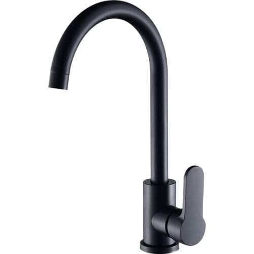 Kitchen Faucet Matte black Hot and Cold Kitchen Sink Tap Stainless Steel 360 Degree Rotation Mixer Deck Mounted Water Tap