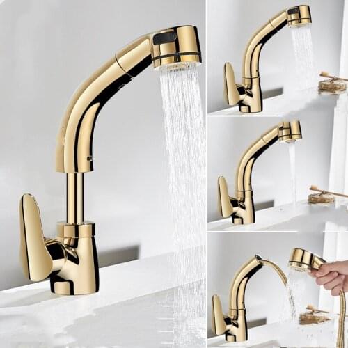 Kitchen Faucet with Shower Head Gold/Chrome/Black/White Kitchen Sink Faucet Pull Out Sink Faucet Mixer Tap