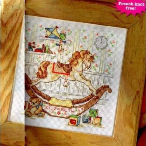Small wooden horse cross stitch package 18ct 14ct 11ct cloth cotton silk thread embroidery DIY handmade needlework