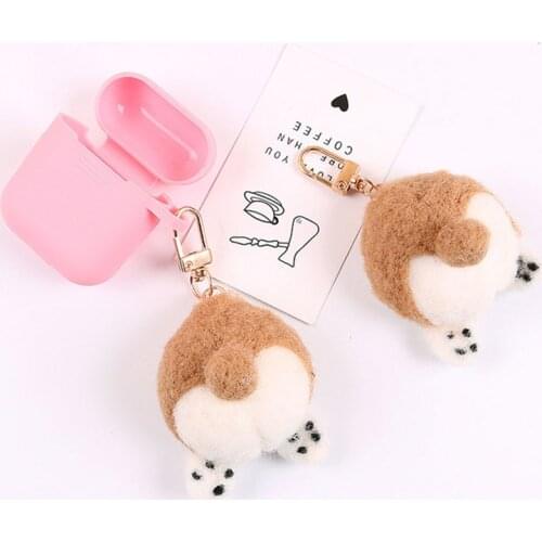 Cute Cartoon Corgi Keychain Gifts For Women Girls Bag Pendant Keyring Wool Felt Charms Key Chains Funny Keyholder Jewelry
