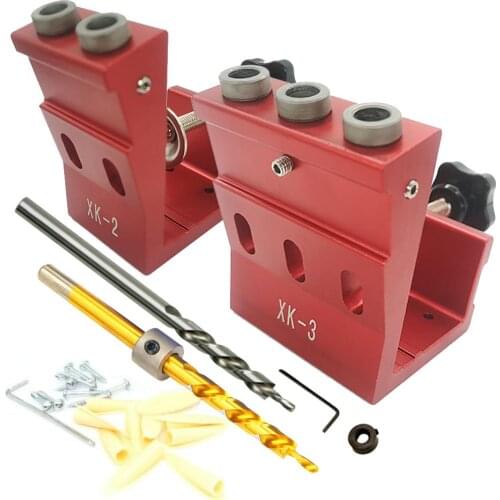 MithBros Upgraded Adjustable Pocket Hole Jig Kit with clamp 9mm Woodworking Oblique Hole Drill Locator Hole Puncher