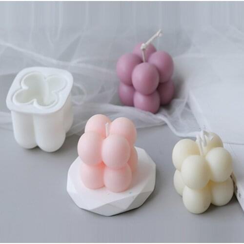 Reusable DIY Round Cube Scented Candles Mould Non-Stick Silicone Handmade Soy Wax Soap Molds Fondant Cake Decor