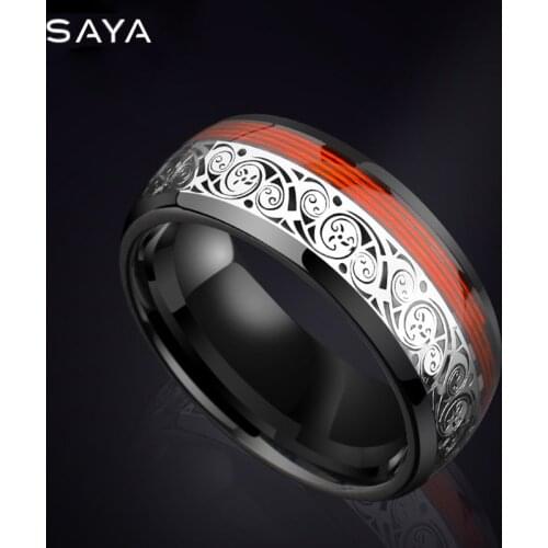 Men Rings, Personality Tungsten 8mm Width Good Luck Ring, Women Fashion Jewelry, Customized