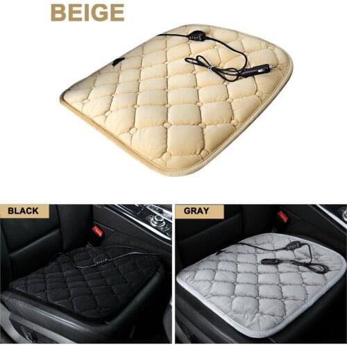 12V Car Heated Seat Cushion Cover Seat Anti-slip Plush Carbon Fiber Heating Pad Cover Heater Warmer for Winter Car-styling