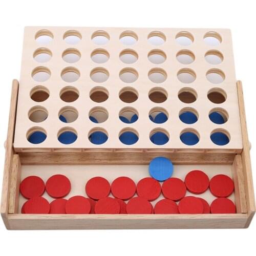New Line Up 4 Classic Family Board Four In A Row Wooden Bingo Game Toy Fun Educational Toy For Kids Children Boys Girls Gifts