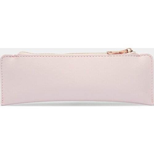 Flat design is more portable, college students mini small capacity pencil case simple leather zipper male and female high school