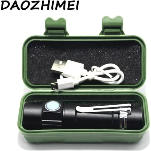Portable Mini USB Torch Tactical Flashlight Built in Battery Waterproof USB Lighting 3 Modes Waterproof Camping lantern