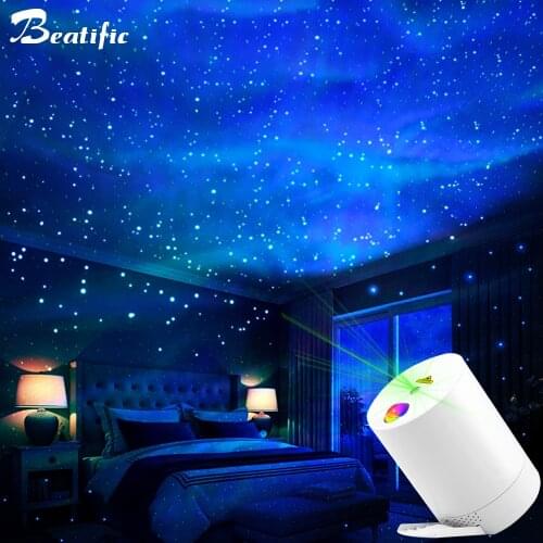 Romantic Star Projector Bedroom Cute Room Decor Childrens Night Light Starry Sky Projector Music Nebula LED Lamp