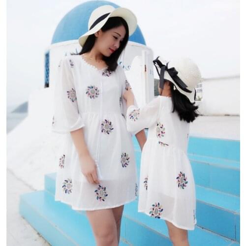 Family Matching Outfits Baby Girl Clothes Floral Tassel Mini Mom Daughter Dresses Family Mommy and Me Big Sister Little Sister