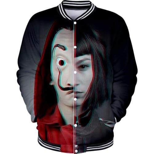 TV series La casa de papel Money Heist House of Paper 3D Baseball uniform Men/Women Casual Harajuku Baseball Jackets clothes