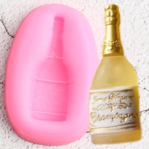 Champaign Bottle Silicone Mold Wedding Cake Decorating Tool Cupcake Topper Fondant Candy Clay Chocolate Gumpaste Resin Wax Mould