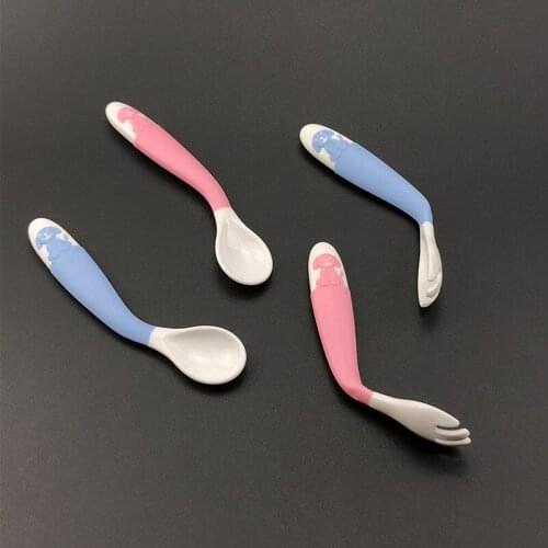 Silicone Bendable Spoon Fork Baby Tableware Set Infant Portable Feeding Dishware Transparent Storage Box Utensils Child Flatware