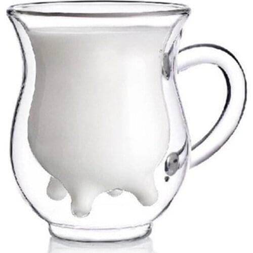 Heat insulation double glass heat resistant coffee cup creative transparent tea cup large capacity beverage cup high temperature