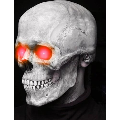 Halloween Decoration Latex Skull Scary Accessories Horror Full Head Skull Mask Helmet Movable Jaw