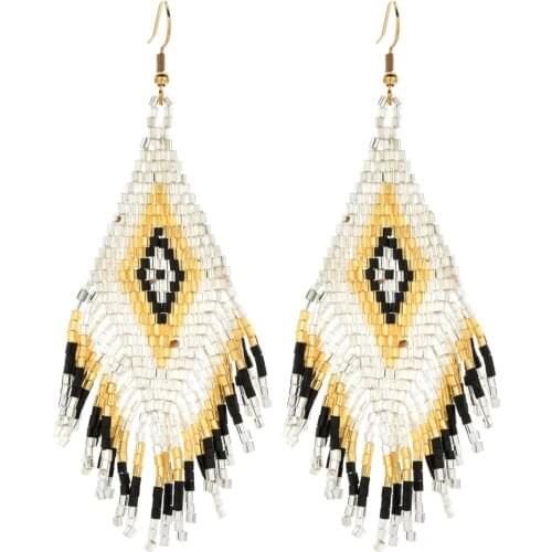 ZMZY Boho Eye Handmade Bohemian Beaded Tassel Earrings For Women Fashion Multicolor Beads Statement Earrings Ethnic Jewelry