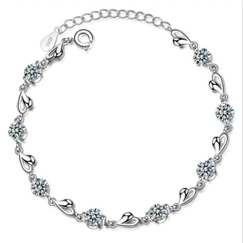 Everoyal Vintage Female 925 Silver Bracelets For Women Accessories Shiny Zircon Heart Pink Bracelets For Women Wedding Jewelry