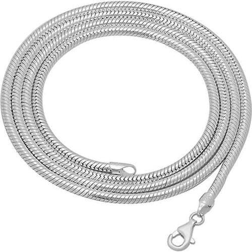Double Nose Silver Plated 2 mm Round Snake Chain Necklaces Statement Luxury Jewelry DIY Pendants For Women 16-30 Inch
