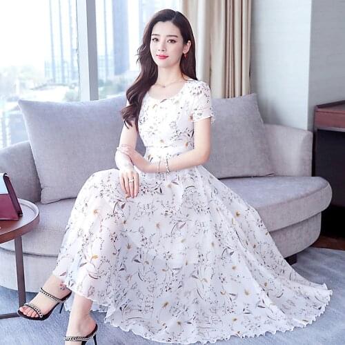 2021 Spring Summer Beach Chiffon Maxi Dress 3XL Plus Size Print Vintage Runway Midi Dresses Elegant Women Bodycon Party Vestidos