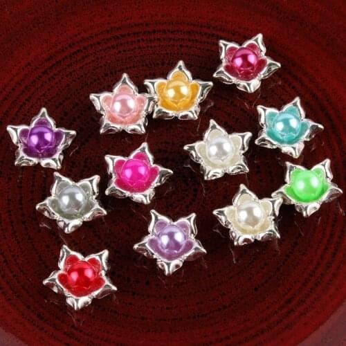120PCS 20mm Cute Super Shiny Pearl Beads for Flower Center Flatback Rhinestone Decorative Flower Buttons for Hair Accessories