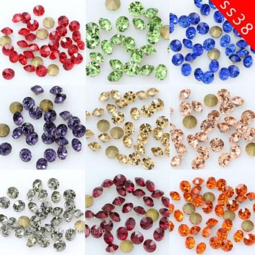 144p ss38 8mm Round colors Pointed Back czech Crystal glass Rhinestone Nail Art Gem headwear brooch necklace shoes clothes beads
