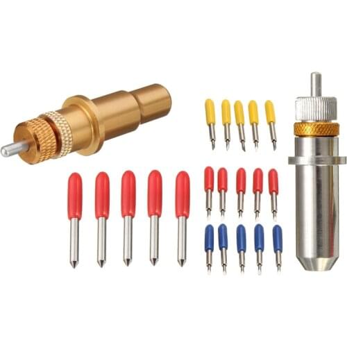 2 Set 30/45/60 Degree Vinyl Cutter Carbide Blades with Blade Holder Blade Housing, 1 Set 6 Pcs & 1 Set 16 Pcs