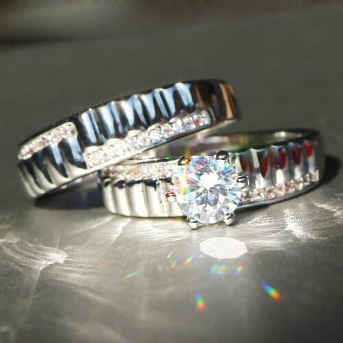 2 pcs YaYI Jewelry Fashion Princess Cut 4.2 CT White Zircon Silver Color Engagement Rings wedding Rings Party Set Rings 639